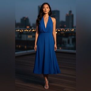 NWT Elegant Blue Halter Dress